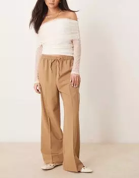 Брюки ASOS DESIGN строгие, застегивающиеся на резинку, верблюжьего цвета