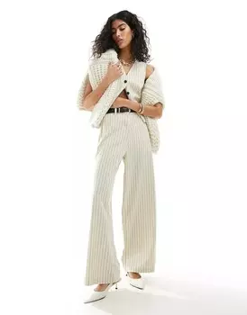 Брюки Asos Design Tailored With Belt, светло-бежевый
