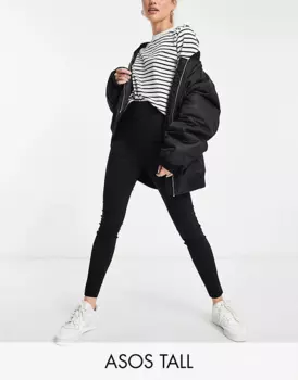 Брюки Asos Design Tall High Waist Skinny Fit, черный