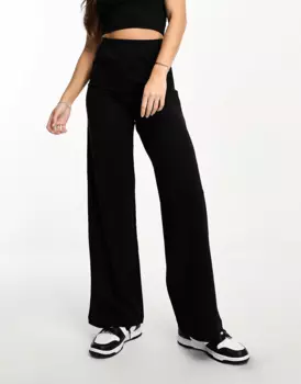 Брюки Asos Design Tall Wide Leg Jersey Suit, черный