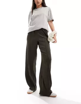 Брюки Asos Design Textured Wide Leg, хаки