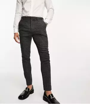 Брюки Asos Design Wedding Super Skinny Wool Mix Puppytooth Suit, черный
