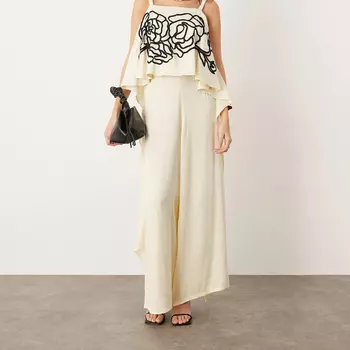 Брюки Asos Edition Clean Front Wide Leg, кремовый