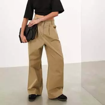 Брюки Asos Edition Relaxed Cotton Twill, коричневый