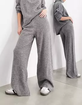 Брюки Asos Edition Ribbed Wide Leg Knit, серый