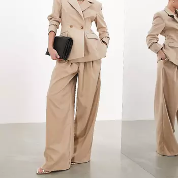 Брюки Asos Edition Super Wide Leg, светло-бежевый