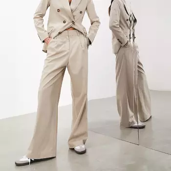 Брюки Asos Edition Tailored Relaxed Wide Leg, серо-коричневый