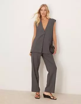 Брюки AWARE с высокой талией, темно-серого цвета