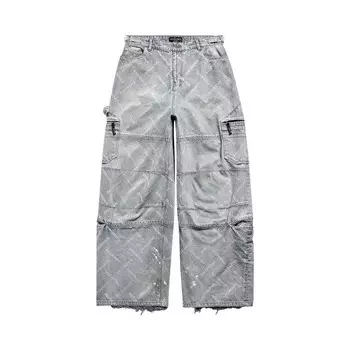 Брюки Balenciaga Denim Cargo Pants Blonde Ring, синий