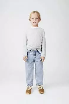 Брюки баллонного кроя с поясом ZARA, светло-синий