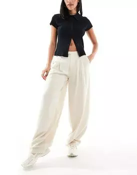 Брюки-баллоны цвета экрю Stradivarius