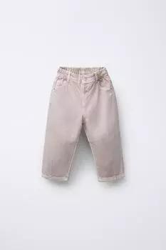 Брюки-баллоны из саржи ZARA, цвет Brown/Taupe