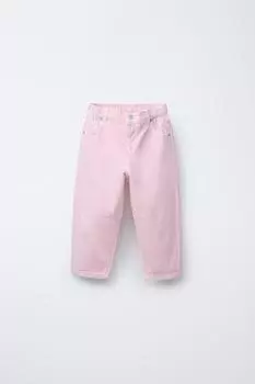 Брюки-баллоны из саржи ZARA, розовый