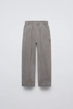 Брюки-баллоны с вышивками ZARA, цвет light mink