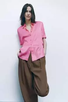 Брюки balloon fit – ограниченная серия ZARA, коричневый ДУБЛЬ