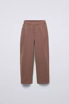 Брюки balloon fit со складками ZARA, бордовый