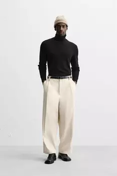 Брюки balloon fit ZARA, экрю