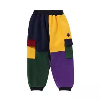 Брюки BAPE Kids Ape Head Color Block Fleece Pants, разноцветный