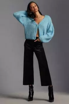 Брюки бархатные укороченные Maeve Colette широкого кроя, черный