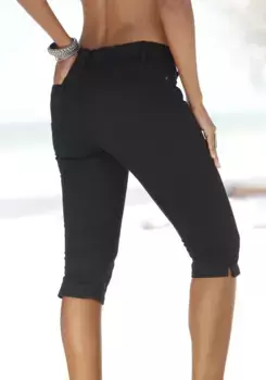 Брюки Beachtime 3/4, с эластаном, капри, летние брюки, черный