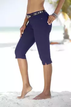 Брюки Beachtime 3/4, с эластаном, капри, летние брюки, цвет морской волны