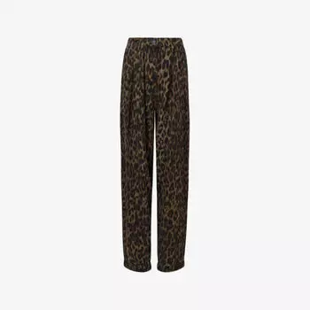 Брюки Becca Allsaints из денима с леопардовым принтом, коричневый