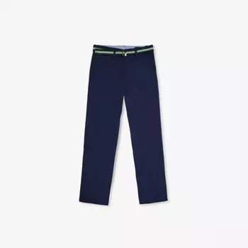Брюки Bedford прямого кроя из хлопчатобумажной саржи с поясом, 2-14 лет Polo Ralph Lauren, синий