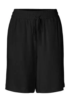 Брюки-бермуды, содержание лен, пояс на резинке, женские SELECTED FEMME, черный