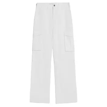 Брюки Bershka Adjustable Straight Cargo, белый