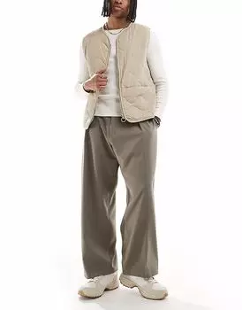 Брюки Bershka Balloon, приталенные в бежевом цвете