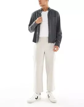 Брюки Bershka бежевого цвета с широкими штанинами