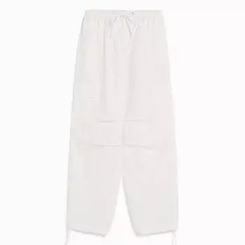 Брюки Bershka Cotton Cargo Parachute, белый