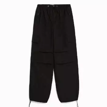 Брюки Bershka Cotton Cargo Parachute, черный