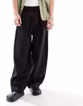 Брюки Bershka из 100% льна черного цвета