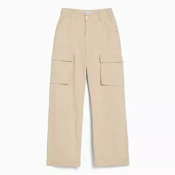 Брюки Bershka Long Coat With Stitching, бежевый