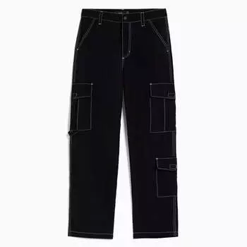 Брюки Bershka Nylon Effect Cargo, черный