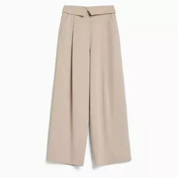 Брюки Bershka Tailored With Turn-up Waist, бежевый