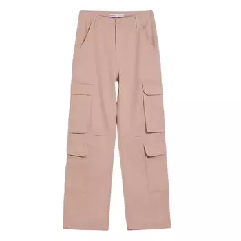 Брюки Bershka Twill Multipocket Cargo, розовый
