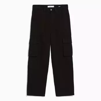 Брюки Bershka Wide-leg Cotton Cargo, черный