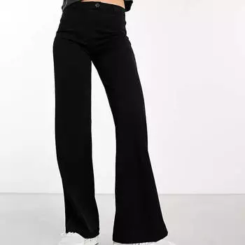 Брюки Bershka Wide Leg Slouchy, черный