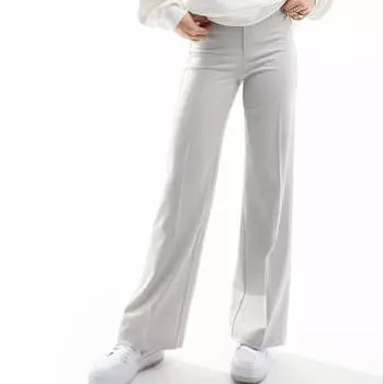 Брюки Bershka Wide Leg Tailored, серый