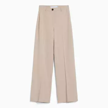 Брюки Bershka Wide-leg With Belt Loops, бежевый