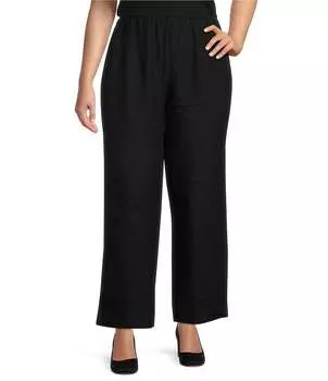 Брюки без застежек Bryn Walker размера плюс Anka из легкого льна, прямые брюки до щиколотки, черный