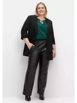 Брюки без застежек Sheego "большие размеры", с эластичным поясом, вид спереди под кожу, черный