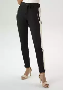 Брюки без застежки Aniston SELECTED с карманами на молнии и окантовкой по бокам, белый