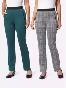 Брюки без застежки Classic Basics, цвет Petrol + Petrol-Schwarz-Kariert