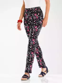 Брюки без застежки Classic Basics, цвет Schwarz-Erdbeere-Bedruckt