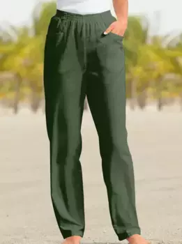 Брюки без застежки Classic Basics, оливковый
