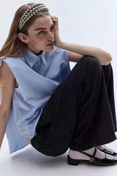 Брюки без застежки из джинсовой ткани H&M, черный