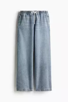 Брюки без застежки из джинсовой ткани. H&M, синий